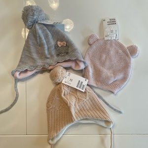 (3) 2-6 Month H&M Winter Hats